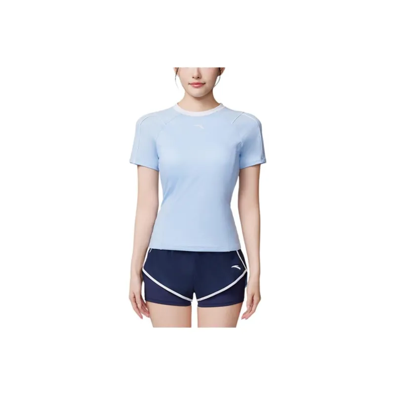 Anta Two Piece Swimsuits Women's Light Blue/Basic White/Basic Black-0