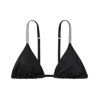 Victoria's Secret Shine Strap Triangle Bikini Top / Black Bikini Women's Black
