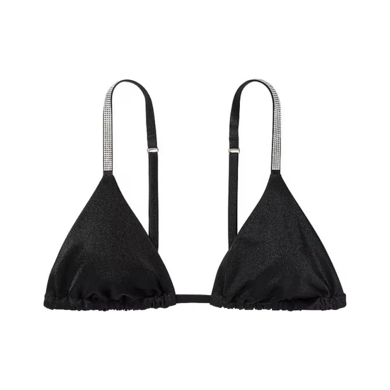 Victoria's Secret Shine Strap Triangle Bikini Top / Black Bikini Women's Black-0