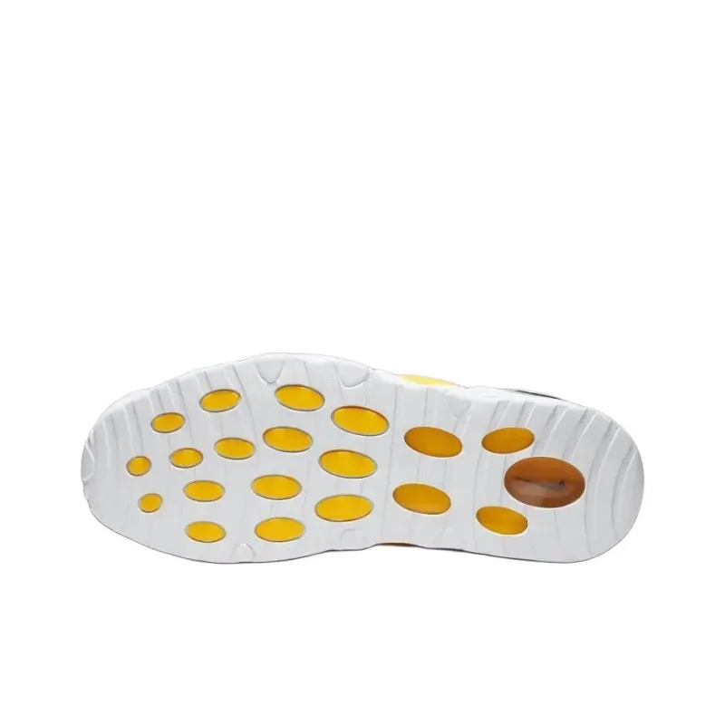 Nike Air Max Uptempo Anti Slip Wear Resistant Mid Top Basketball Shoes Unisex White Yellow 2025 Edition-4