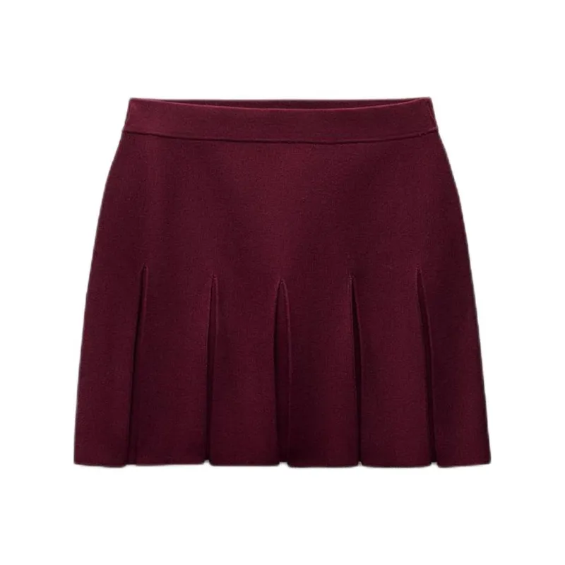 ZARA Casual Short Skirts Women's Burgundy-0