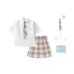 Jing Si Yue Short-Sleeved+Chang'e Plaid Skirt+Same Plaid Bow Tie