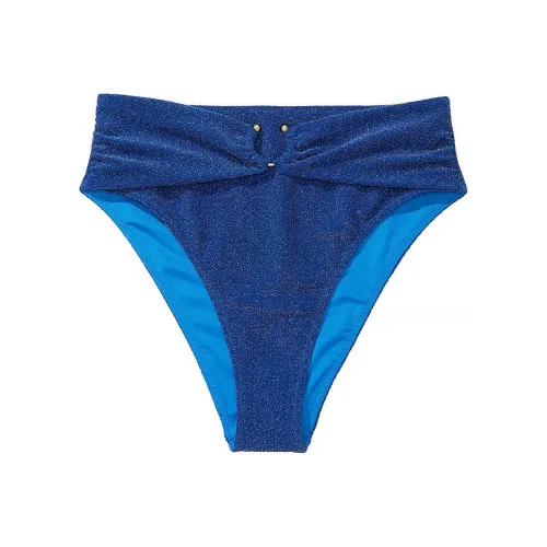 Victoria's Secret Shimmer High-Waist Cheeky Bikini Bottom/Blue Swimming Shorts Women's Blue