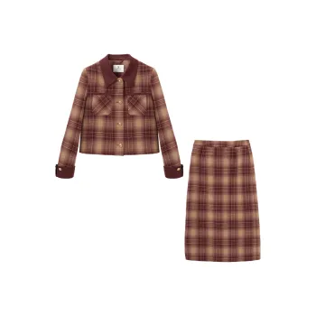 XIANGYING Skirt Set Women's Dark Red