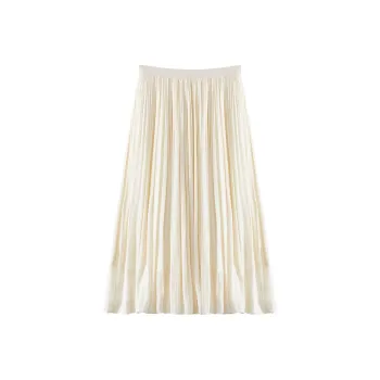 XIANGYING Casual Long Skirt Women's Beige