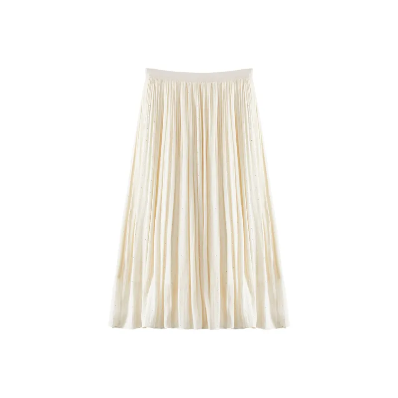 XIANGYING Casual Long Skirt Women's Beige-0