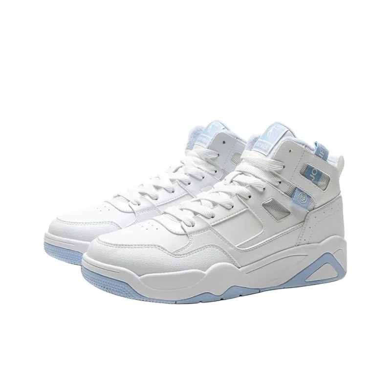 QIAODAN Dry Anti Slip Wear Resistant High Top Skateboard Shoes Men's White-2