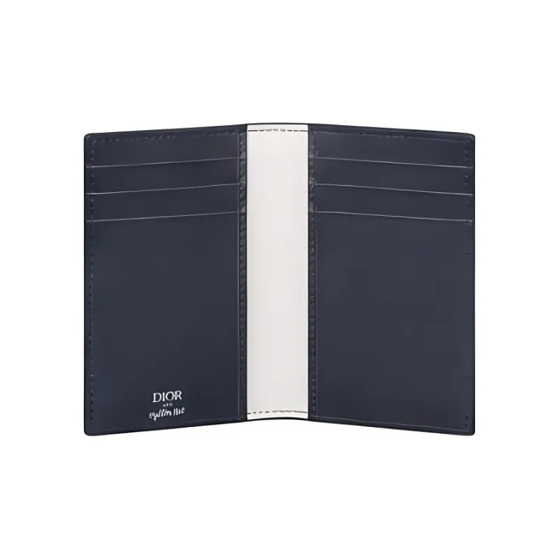DIOR Cow Leather Card Holder Unisex Marine Blue-1