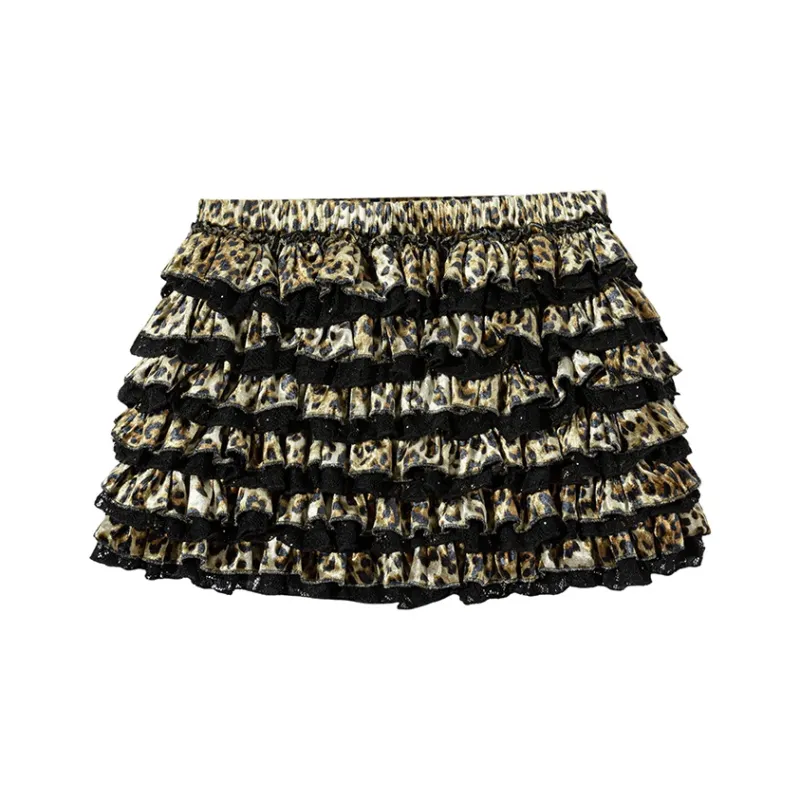 Ouyang Casual Short Skirts Women's Leopard Print-0