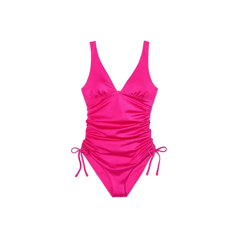 Victoria's Secret Ruched Plunge One-Piece Swimsuit / Pink One-Piece Swimsuits Women's Pink-0
