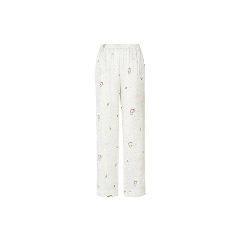 SILKY MIRACLE Pajama Set Women's Light Green Polka Dot-1