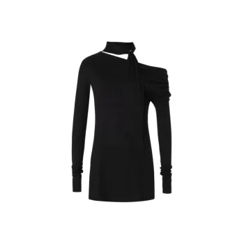 NOT YOUR ROSE FW24 Shirring Scarf Dress Skirt Set Women's Black