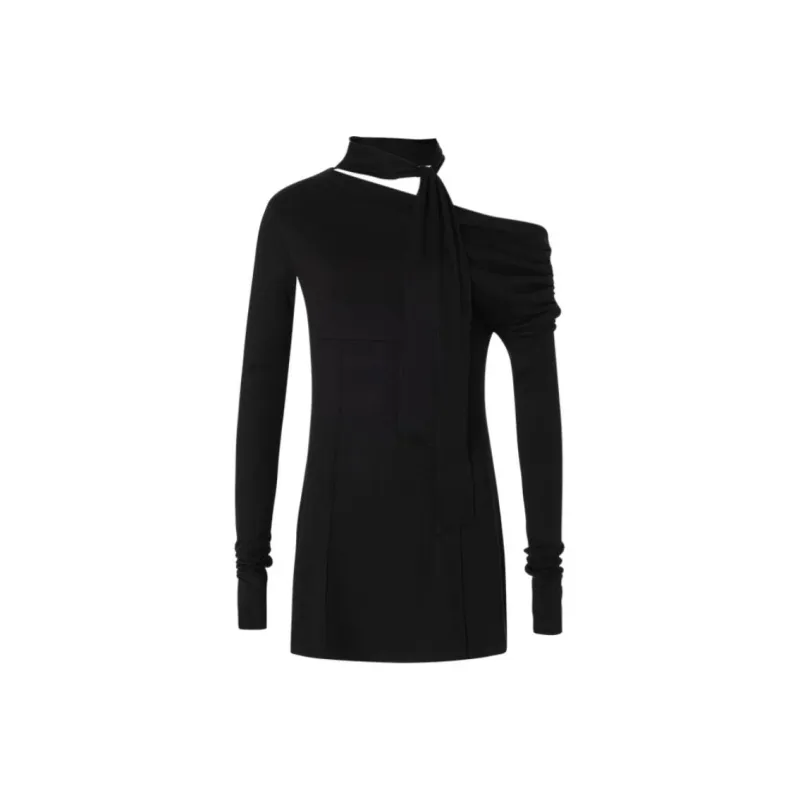 NOT YOUR ROSE FW24 Shirring Scarf Dress Skirt Set Women's Black-0