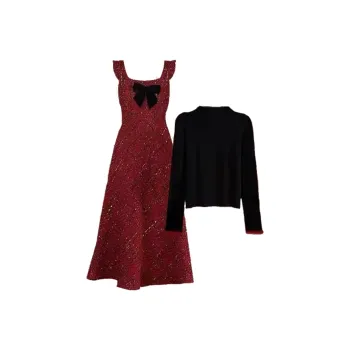 GULIANFEI Skirt Set Women's Red