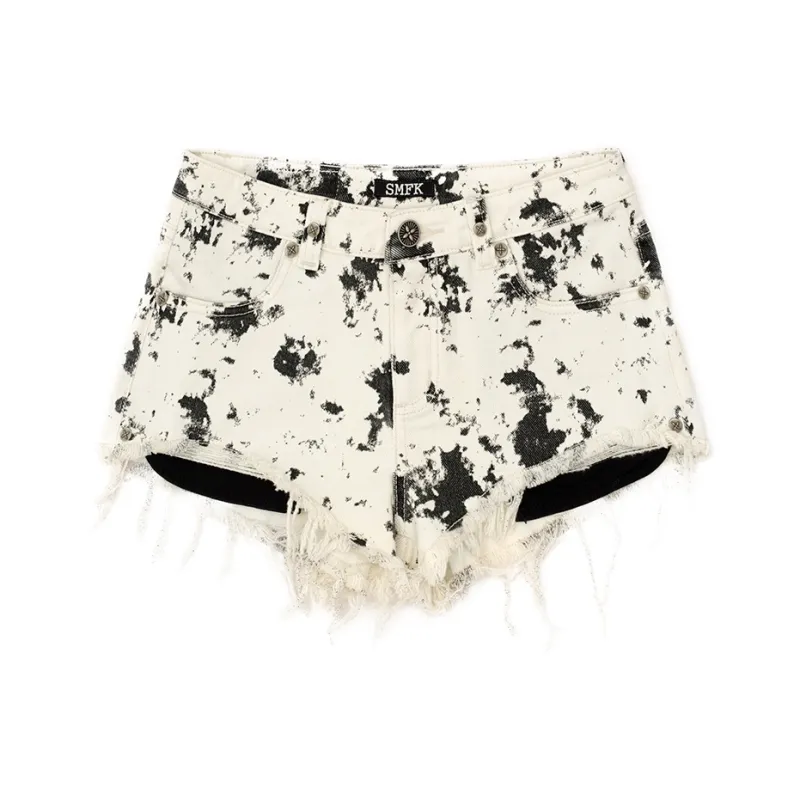 SMFK Denim Shorts Women's Ink Wash Camouflage-0