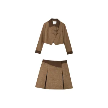 MISHOW Skirt Set Women's Milk Tea Chestnut Brown