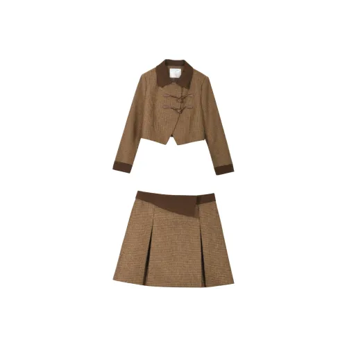MISHOW Skirt Set Women's Milk Tea Chestnut Brown