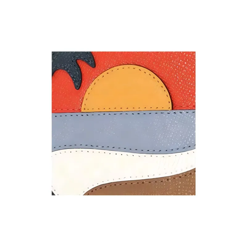 COACH Cross Grain Leather Coin Purse Women's Orange-4