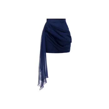 Elisabetta Franchi Sash Belt Satin And Voile Miniskirt