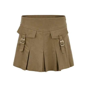 URBAN REVIVO Casual Short Skirts Women's Dark Coffee Brown