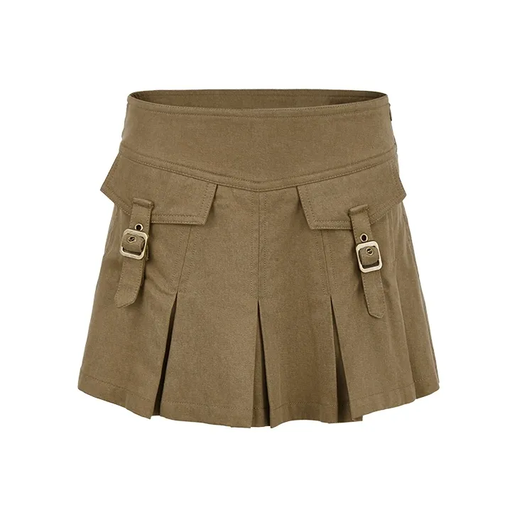 URBAN REVIVO Casual Short Skirts Women's Dark Coffee Brown-0