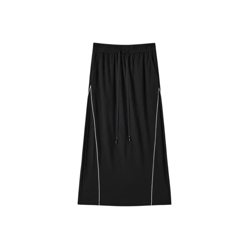 EICHITOO SS24 Casual Long Skirts Women's Black-0