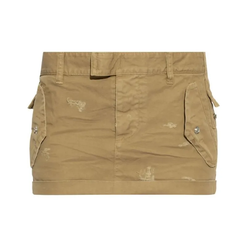 DSQUARED 2 Pocet Detailed Distressed Mini Skirt-0