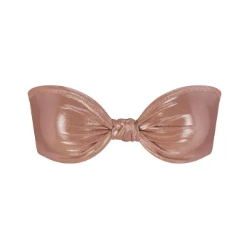 SKIMS LIQUID SHINE SWIM KNOTTED BANDEAU BIKINI TOP Bikini Women's Cinnamon