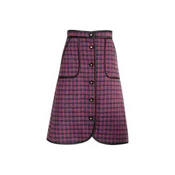 ROEYSHOUSE Casual Long Skirt Women's Plaid