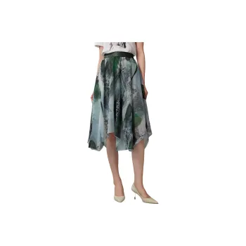 BBLLUUEE Casual Long Skirt Women's Avocado Green
