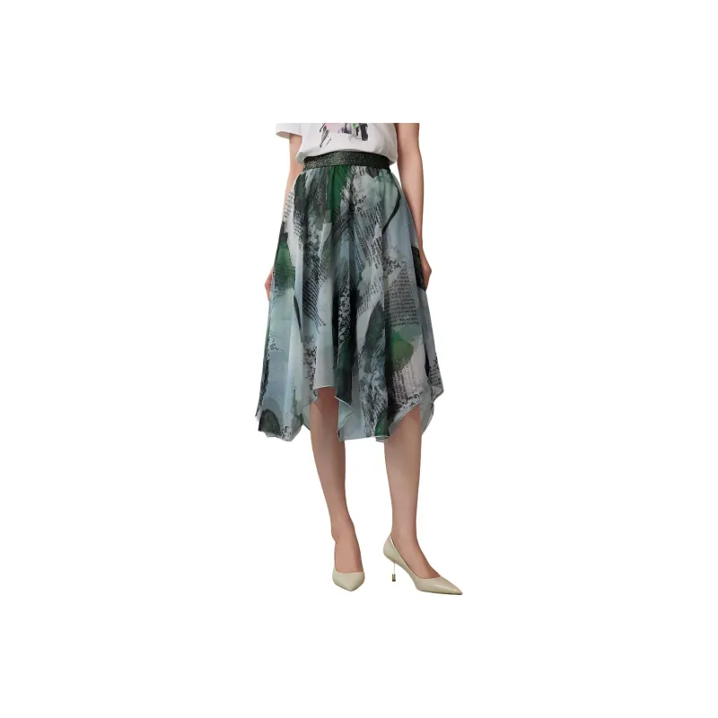 BBLLUUEE Casual Long Skirt Women's Avocado Green-0