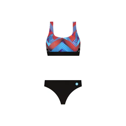 SISII LEE Two Piece Swimsuits Women's Rhythm Blue/Red Patchwork