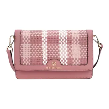 MICHAEL KORS Jet Set Charm Cow Leather Small Square Bag, Crossbody Bag, Shoulder Bag Trumpets Women's Pink