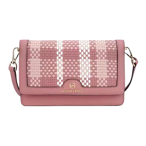 MICHAEL KORS Jet Set Charm Cow Leather Small Square Bag, Crossbody Bag, Shoulder Bag Trumpets Women's Pink