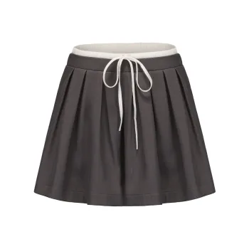 CHIWAWAMEME Casual Short Skirts Women's Gray & White A Line Skirt