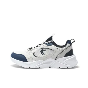 QIAODAN Slip Resistant And Breathable Low Top Casual Running Shoes Men's White Gray Blue
