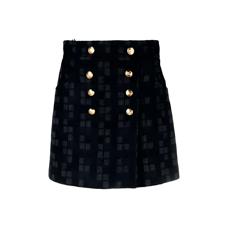 GUCCI Double-breasted Tweed Miniskirt-0