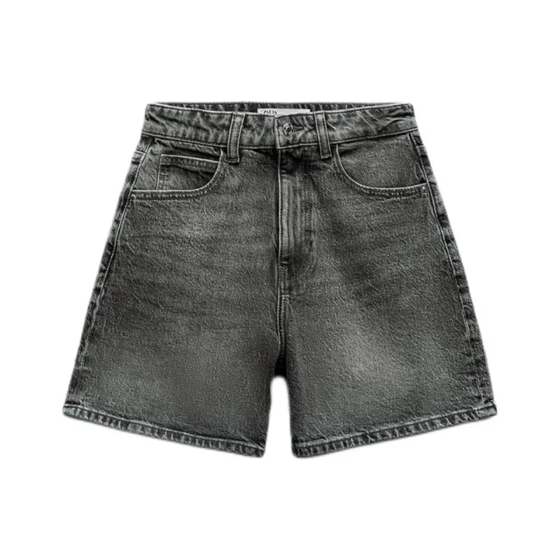 ZARA Denim Shorts Women's Gray-0