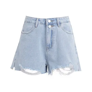 Wen Shan Denim Shorts Women's Light Blue