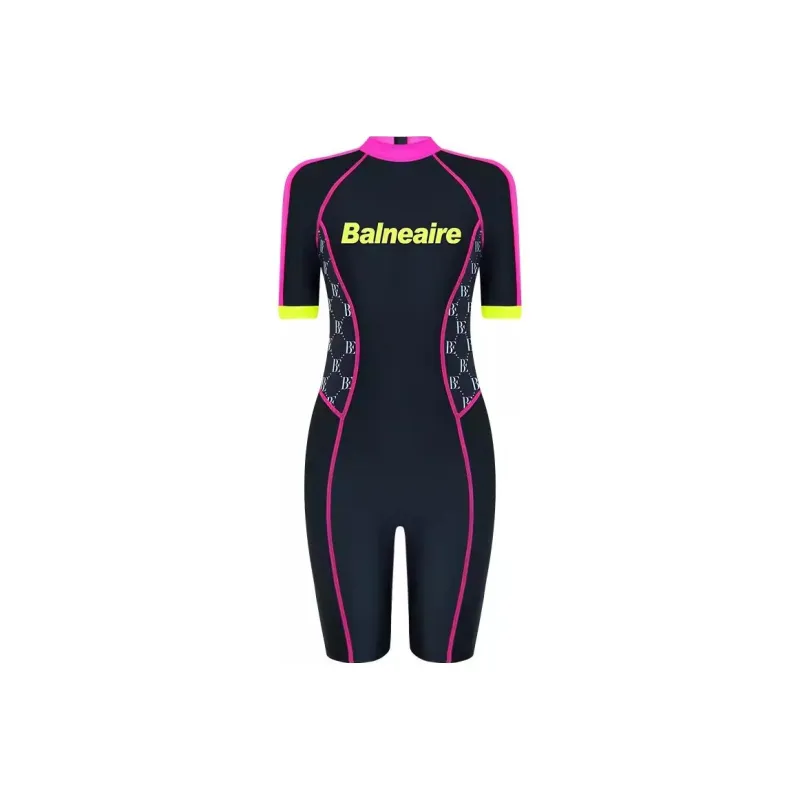 BALNEAIRE One Piece Swimsuits Women's Modern Black Pink Patchwork-0