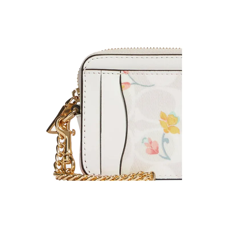 COACH Card Case Coated Canvas With Smooth Leather Card Holder Women's White-4