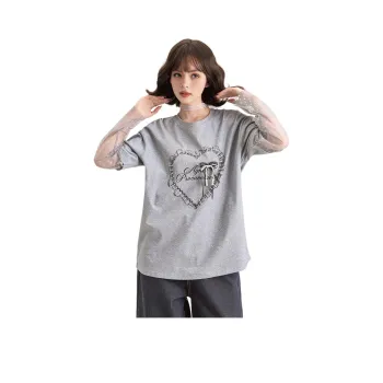 FAWENXIANGZI Drop Shoulder Sleeve T Shirt Women's