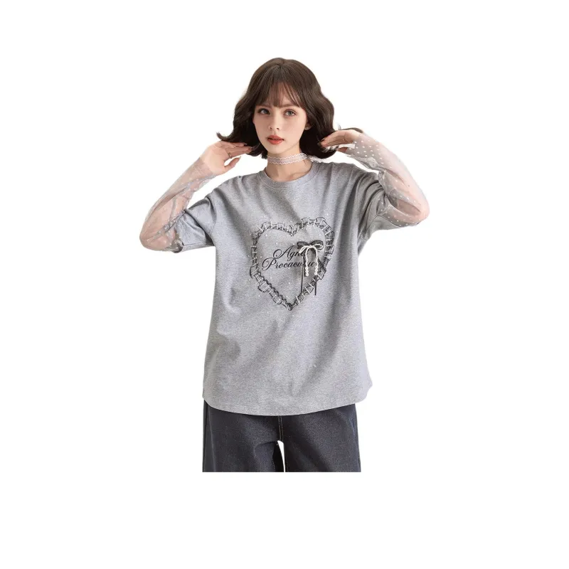 FAWENXIANGZI Drop Shoulder Sleeve T Shirt Women's-0