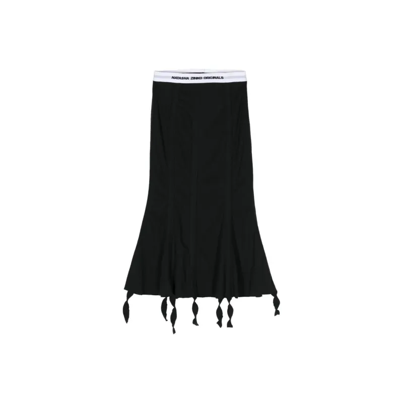 NATASHA ZINKO Long John Ribbed Cotton Skirt-0