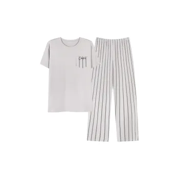 Floating Light Islands Pajama Set Men's Light Gray