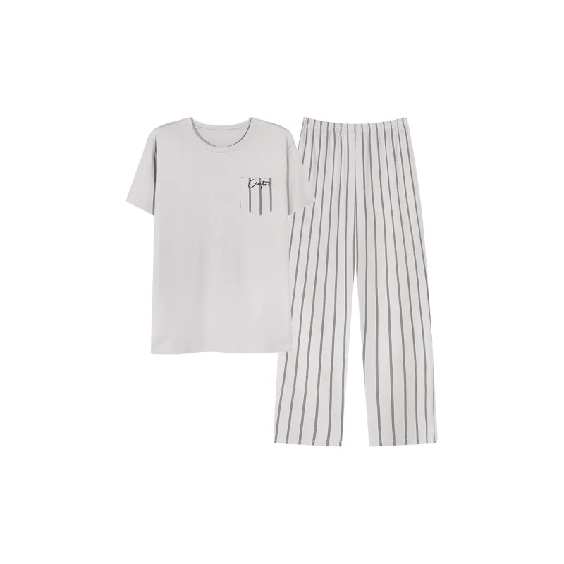 Floating Light Islands Pajama Set Men's Light Gray-0