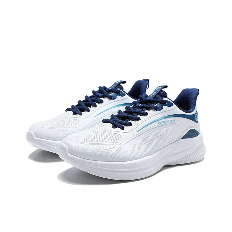 QIAODAN Anti Slip Wear Resistant Low Top Casual Running Shoes Men's White Blue-2