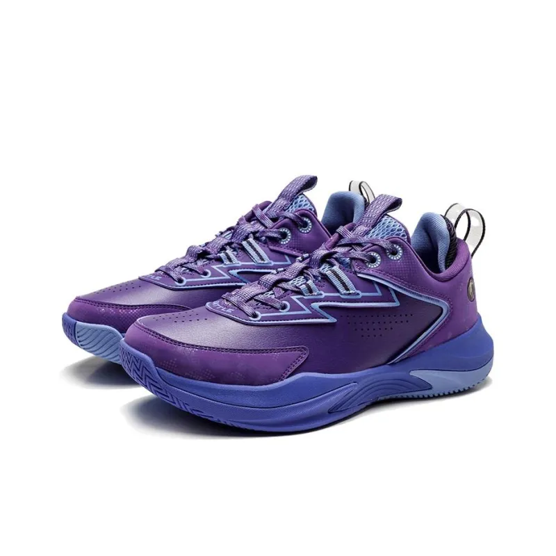 QIAODAN Anti Slip Wear Resistant Low Top Basketball Shoes Men's Purple-2