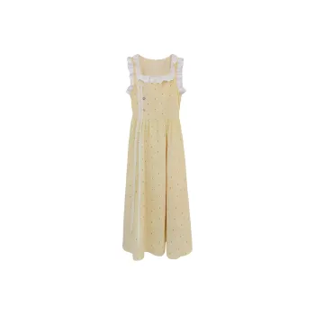 DOKZB Sleeveless Dresses Women's Yellow