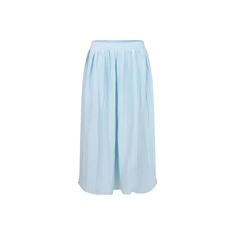 URBAN REVIVO Casual Long Skirt Women's Aqua Blue-0